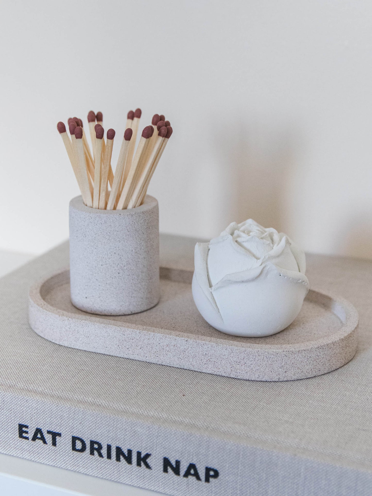 Match Pot con cuscinetto per battitura in arenaria color crema