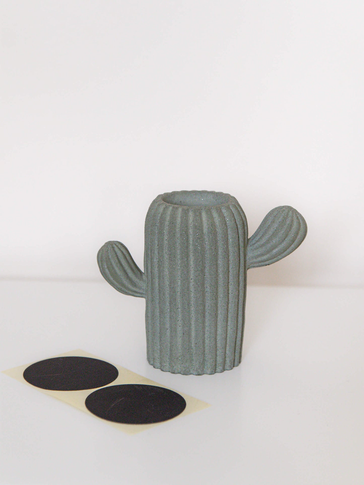 Vaso per fiammiferi a coste di cactus verde