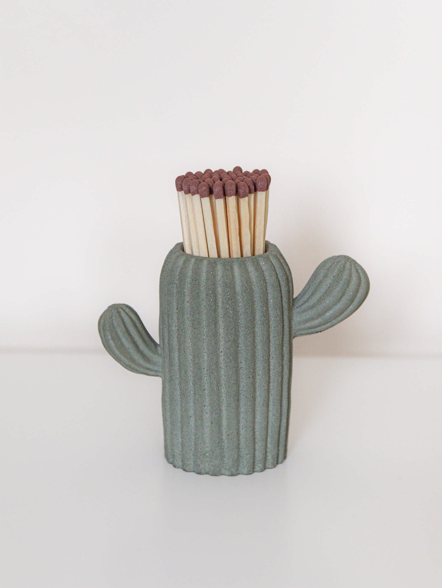Vaso per fiammiferi a coste di cactus verde
