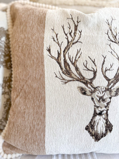 Federa per cuscino ricamata a forma di alce, 50x50 cm